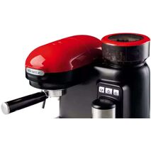 Ariete Moderna Espresso Coffee Maker with Integrated Coffee Grinder 920-1080 watt, 15 Bar, Red x Black 1318