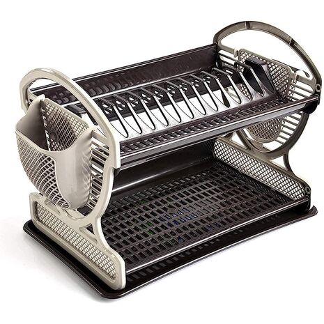 Medstar Wafer 2 Levels Plates Rack With Base, Beige Brown